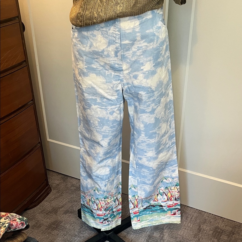 Fantastic Vintage Cloud Print Wide-Leg Pants